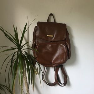 SOLD- vintage Brown Vegan Leather Backpack